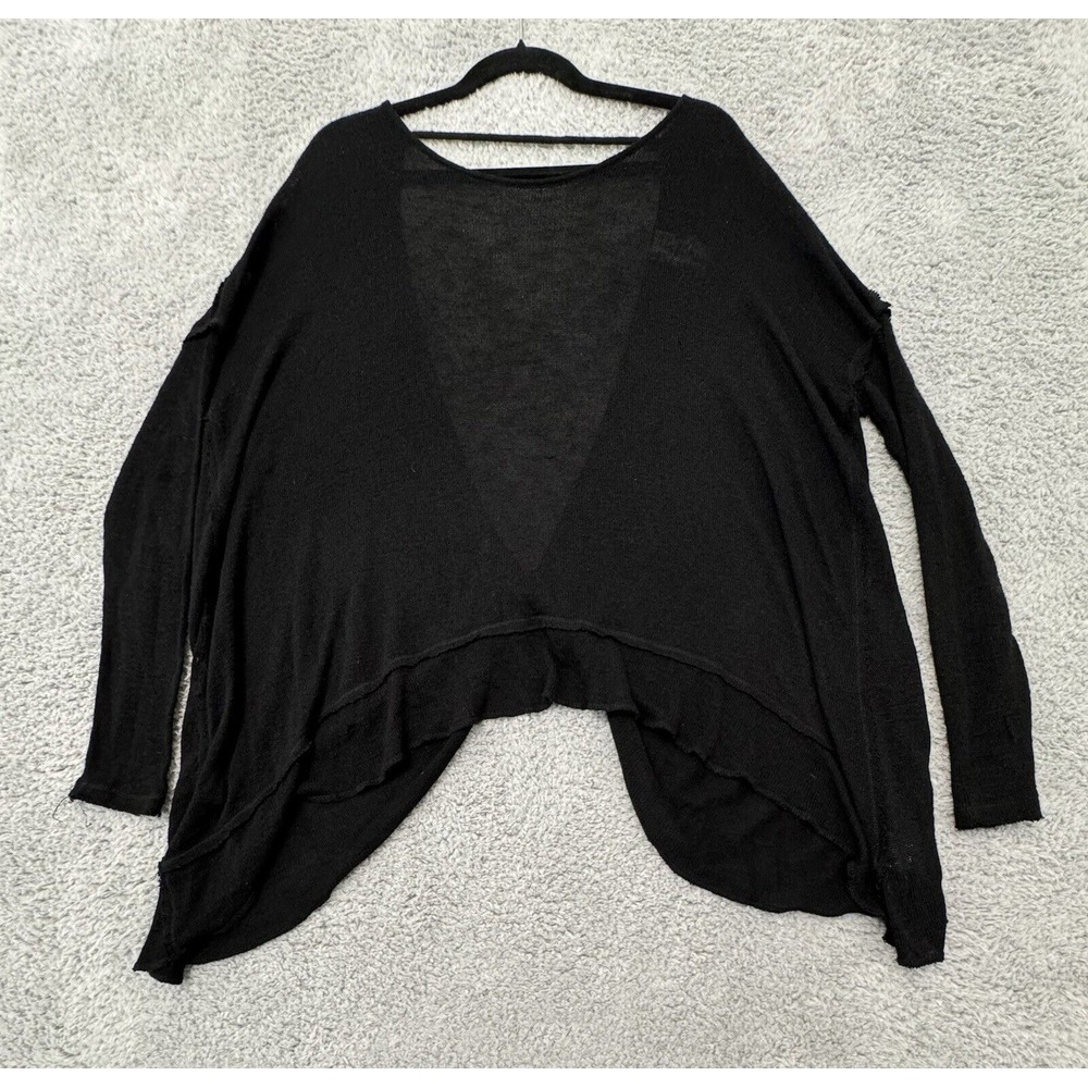 We the Free Black‎ Sheer Top Boho Pheasant Baby Doll Long Sleeve Top Small